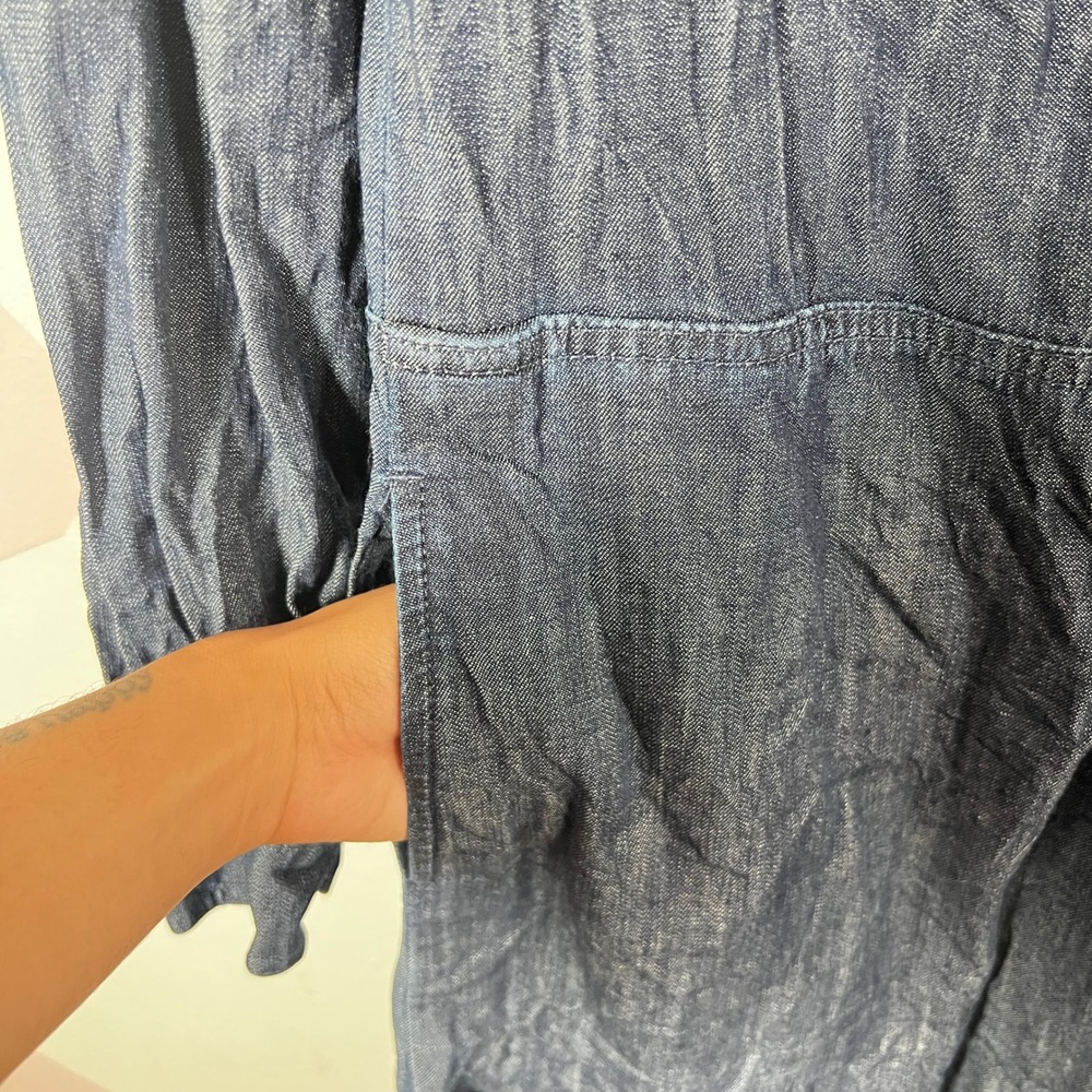 Talbots Denim‎ Popover Shirt Dress Womens 6 Blue Long Sleeve 100% Cotton Pockets - Picture 4 of 8